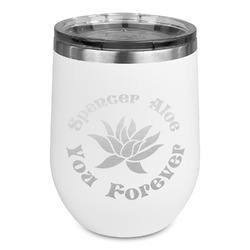 Succulents Stemless Stainless Steel Wine Tumbler - White - Single Sided (Personalized)