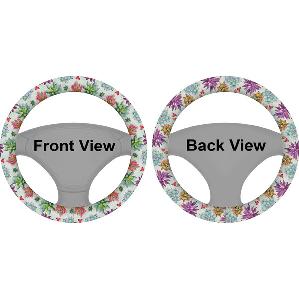 Succulents Steering Wheel Cover- Front and Back