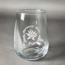 Succulents Stemless Wine Glass (Single) (Personalized)