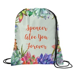 Succulents Drawstring Backpack - Large (Personalized)