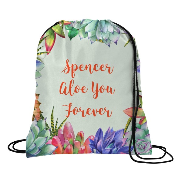Custom Succulents Drawstring Backpack - Medium (Personalized)