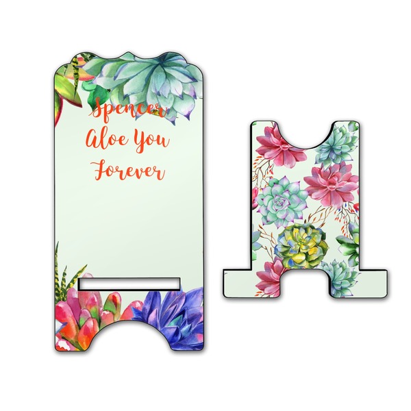 Succulents Stylized Phone Stand - Front & Back - Large