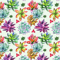 Succulents Fabric by the Yard - Spun Polyester Poplin