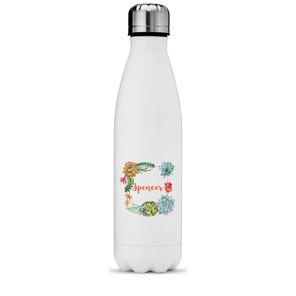 Custom Succulents Water Bottle - 17 oz. - Stainless Steel - Full Color Printing (Personalized)