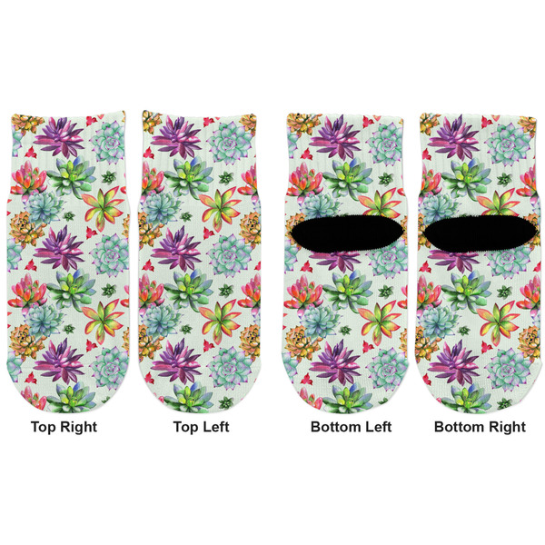 Succulents Toddler Ankle Socks - Double Pair - Front and Back - Apvl