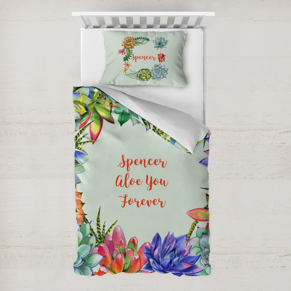 Custom Succulents Toddler Bedding w/ Name or Text