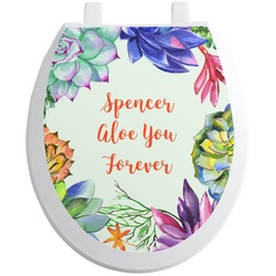 Succulents Toilet Seat Decal - Round (Personalized)