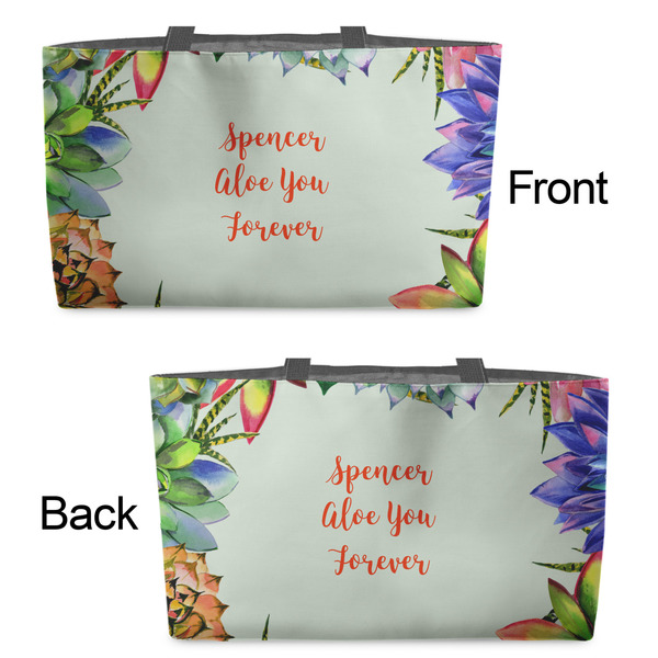 Succulents Tote w/Black Handles - Front & Back Views