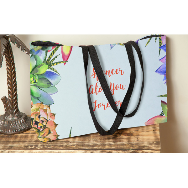 Succulents Tote w/Black Handles - Lifestyle View