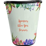 Succulents Waste Basket - Single Sided (Black) (Personalized)