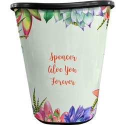 Succulents Waste Basket - Single Sided (Black) (Personalized)