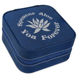 Succulents Travel Jewelry Box - Navy Blue Leather (Personalized)