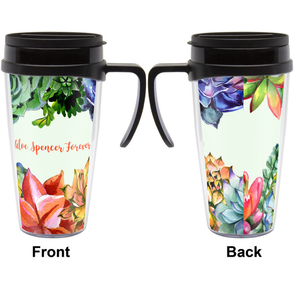 Succulents Travel Mug with Black Handle - Approval