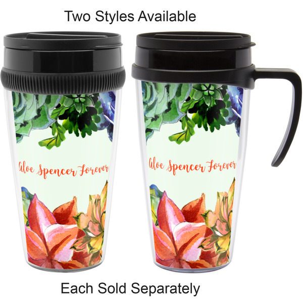 Succulents Travel Mugs - with & without Handle