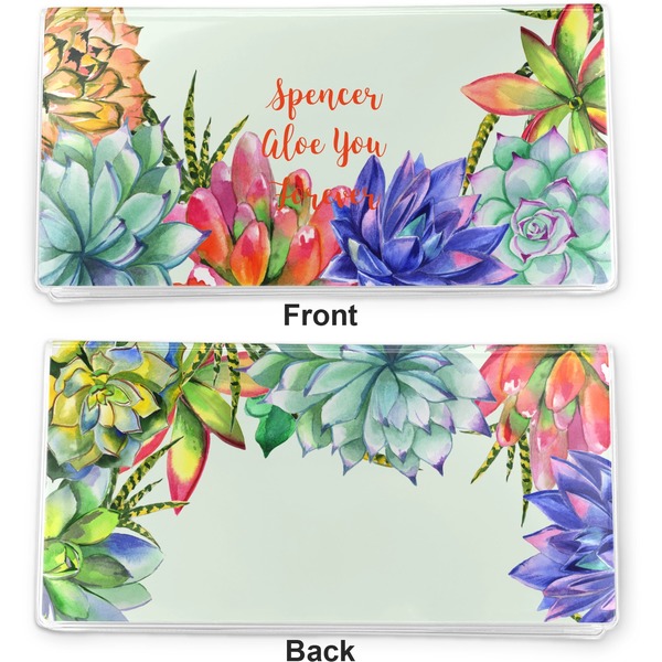 Succulents Vinyl Check Book Cover - Front and Back