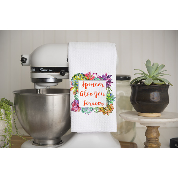 Succulents Waffle Weave Towel - Lifestyle - Partial Print