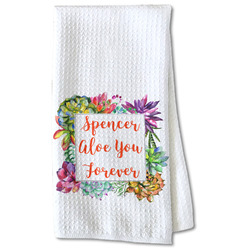 Succulents Kitchen Towel - Waffle Weave - Partial Print (Personalized)