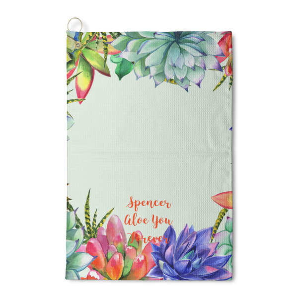Custom Succulents Waffle Weave Golf Towel (Personalized)