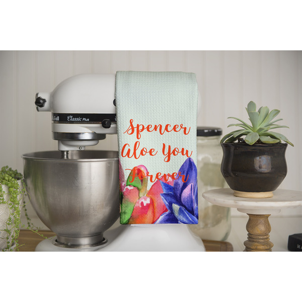 Succulents Waffle Weave Towel - Full Color Print - Lifestyle Image