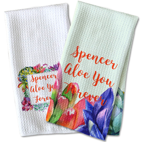 Succulents Waffle Weave Towels - Two Print Styles
