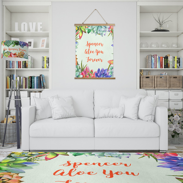 Succulents Wall Hanging Tapestry - Portrait - IN CONTEXT