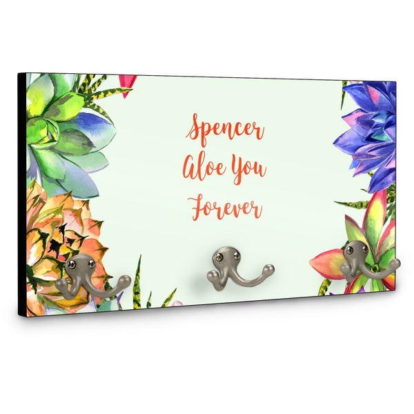 Succulents Wall Mounted Coat Hanger - Side View