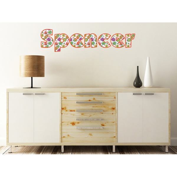 Succulents Wall Name Decal On Wooden Desk