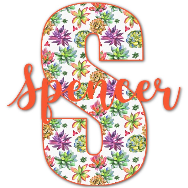 Custom Succulents Name & Initial Decal - Custom Sized (Personalized)