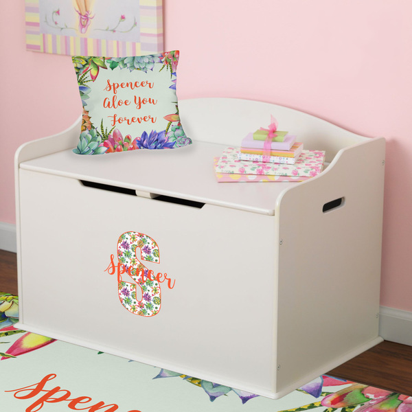 Succulents Wall Name & Initial Small on Toy Chest