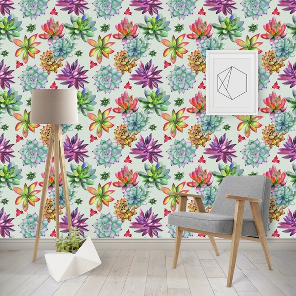 Custom Succulents Wallpaper & Surface Covering (Water Activated - Removable)
