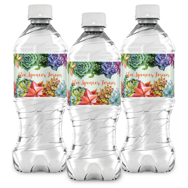 Succulents Water Bottle Labels - Front View