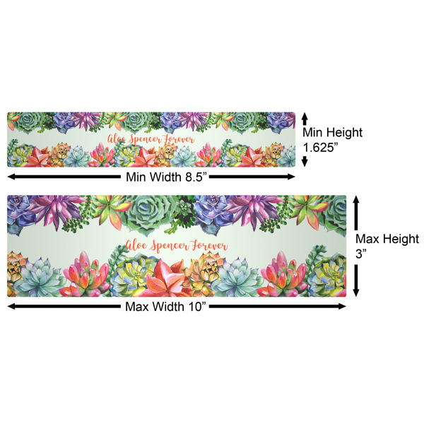 Succulents Water Bottle Labels w/ Dimensions