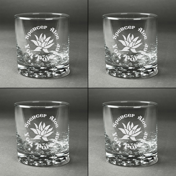 Succulents Whiskey Glasses - Set of 4 all Engraved