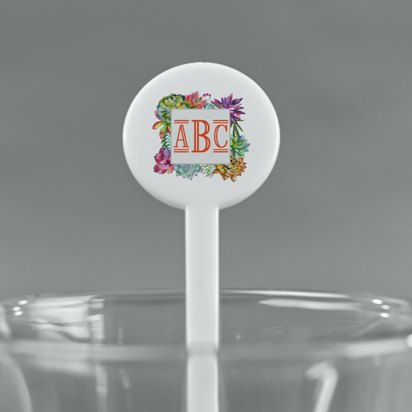 Succulents White Plastic 7" Stir Stick - Round - Main