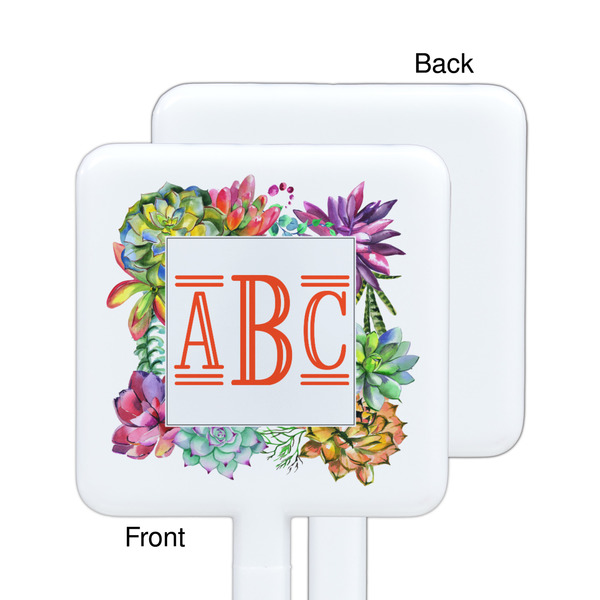 Succulents White Plastic Stir Stick - Single Sided - Square - Approval