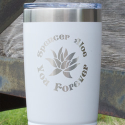 Succulents 20 oz Stainless Steel Tumbler - White - Double Sided (Personalized)