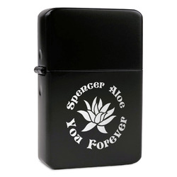 Succulents Windproof Lighter - Black - Double Sided & Lid Engraved (Personalized)