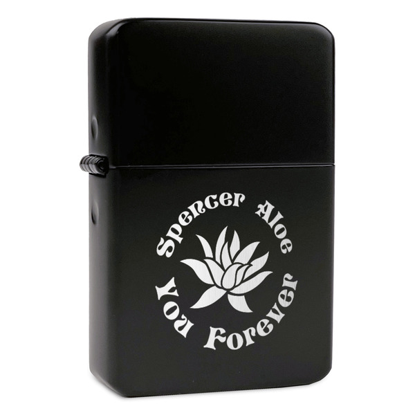 Custom Succulents Windproof Lighter - Black - Double Sided (Personalized)