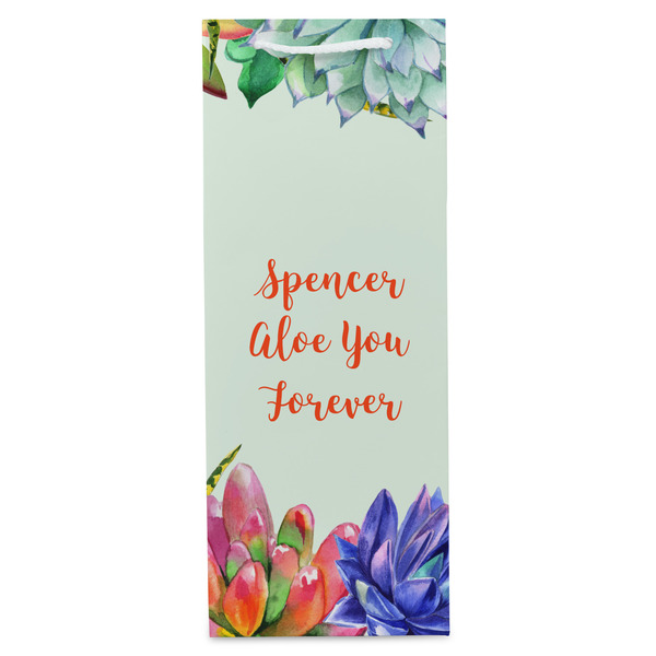 Succulents Wine Gift Bag - Gloss - Front