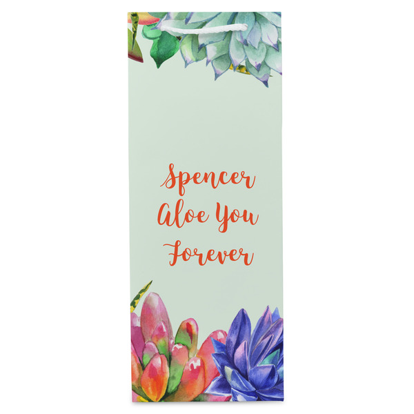 Succulents Wine Gift Bag - Matte - Front