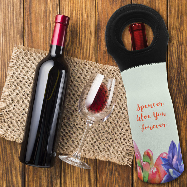 Succulents Wine Tote Bag - FLATLAY