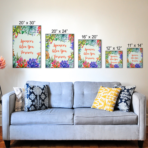 Succulents Wood Prints - Size Comparison