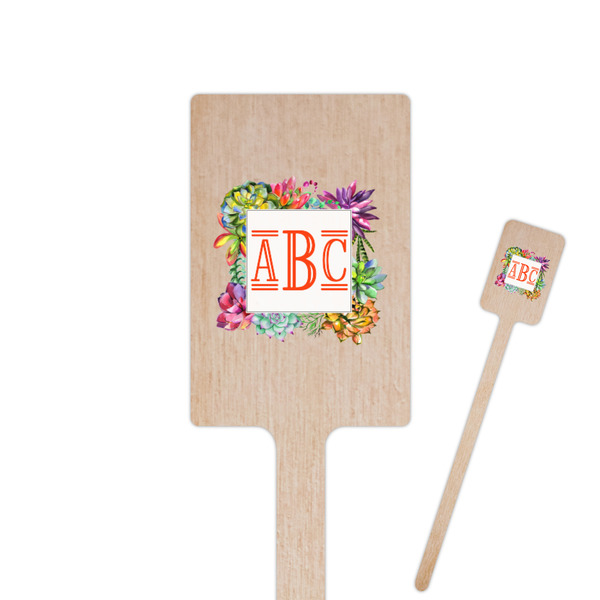 Custom Succulents 6.25" Rectangle Wooden Stir Sticks - Single Sided (Personalized)