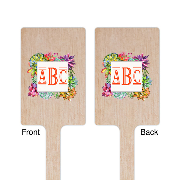Succulents Wooden 6.25" Stir Stick - Rectangular - Double Sided - Front & Back