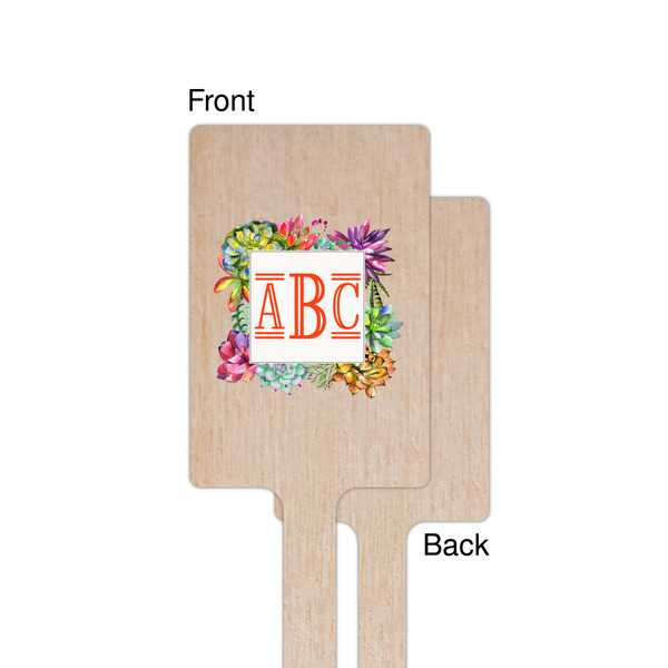 Succulents Wooden 6.25" Stir Stick - Rectangular - Single - Front & Back
