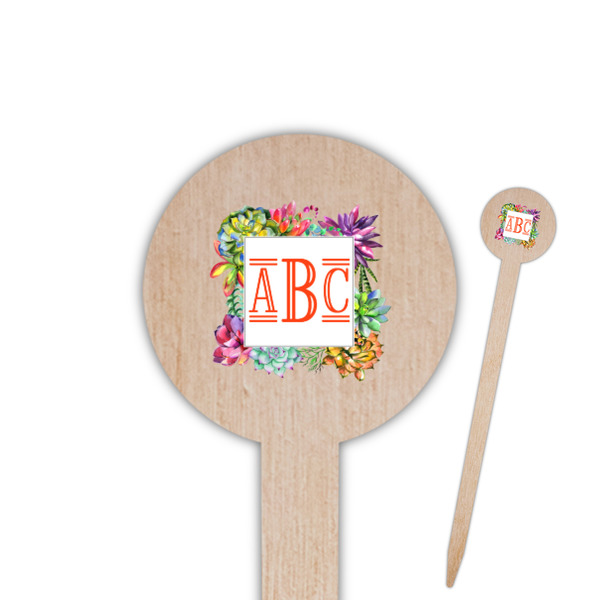 Custom Succulents Round Wooden Food Picks (Personalized)