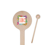 Succulents 6" Round Wooden Stir Sticks - Single Sided (Personalized)