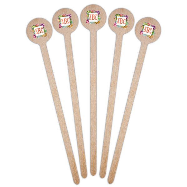 Succulents Wooden 6" Stir Stick - Round - Fan View