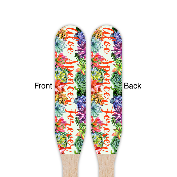 Succulents Wooden Food Pick - Paddle - Double Sided - Front & Back
