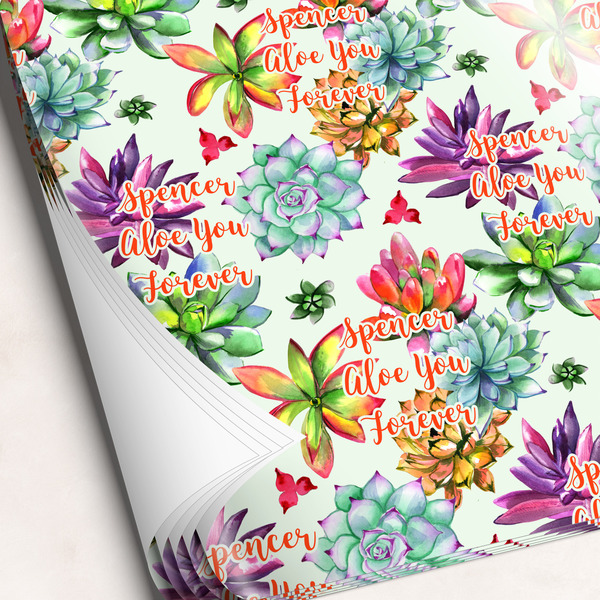 Custom Succulents Wrapping Paper Sheets - Single-Sided - 20" x 28" (Personalized)